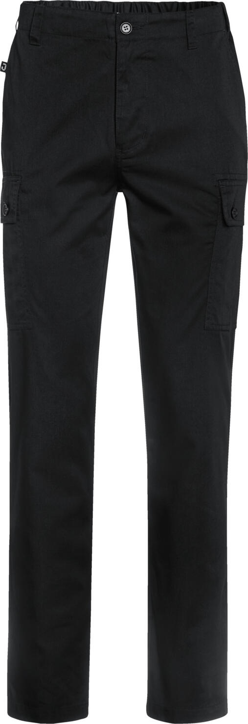 Jobeline Men's Chef Cargo Trousers, 65% Polyester 35% Cotton, Regular Fit, Tapered Leg, Cargo Pockets, OEKO-TEX Standard 100, Black, Size 54