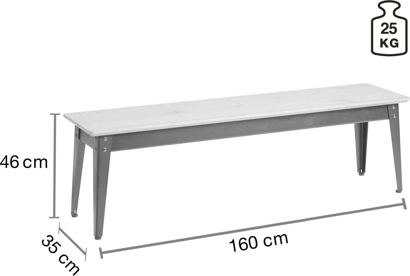 Bancă de interior VEGA Acerios cu 2 locuri, Furnir de lemn stejar sălbatic și oțel vopsit electrostatic negru, 160x35x46 cm, Design Industrial FSC