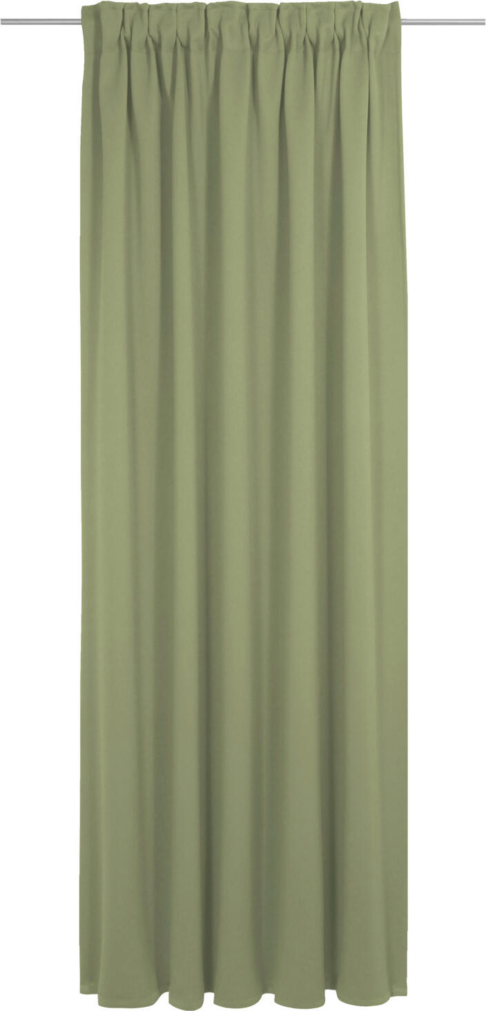 ERWIN M. LUSINI Solutions GmbH Blackout curtain Granat Verdunklungsvorhang Granat Blackout curtain Granat; 142x145 cm (WxH); basswood green Verdunklungsvorhang Granat; 142x145 cm (BxH); lindgrün 100% polyester. Weight approx. 245 g/m². The easy-care Garnet curtain is the ideal choice for rooms and spaces that require darkening. Thanks to its special weave, it absorbs up to 95% of daylight and is opaque. Garnet is supplied with a 10 cm high multi-band with a 1:2 gather ratio, meaning that it can be suspended on either a rail or a rod. The curtain is also flame-retardant in accordance with DIN 4102 B1 EN 13773 class 1. Gather ratio: With a fabric length of 2 m, the gather ratio of 1:2 results in a decorative length of approx. 1 m. 100 % Polyester. Gewicht ca. 245 g/m². Der pflegeleichte Vorhang Granat ist die perfekte Wahl für Zimmer und Räume, die auch abgedunkelt werden sollen. Durch seine spezielle Webart fängt er bis zu 95 % des Tageslichts ab und ist blickdicht. Granat wird mit einem 10 cm hohen Multiband im Raffverhältnis 1:2 geliefert. Das Multiband ermöglicht sowohl die Aufhängung an einer Schiene als auch an einer Vorhangstange. Der Vorhang ist zudem schwer entflammbar nach DIN 4102 B1 EN 13773 Klasse 1. Raffverhältnis: Bei einem Stoffmaß von 2 m ergibt sich im Raffverhältnis 1:2 ein Dekorationsmaß von ca. 1 m.
