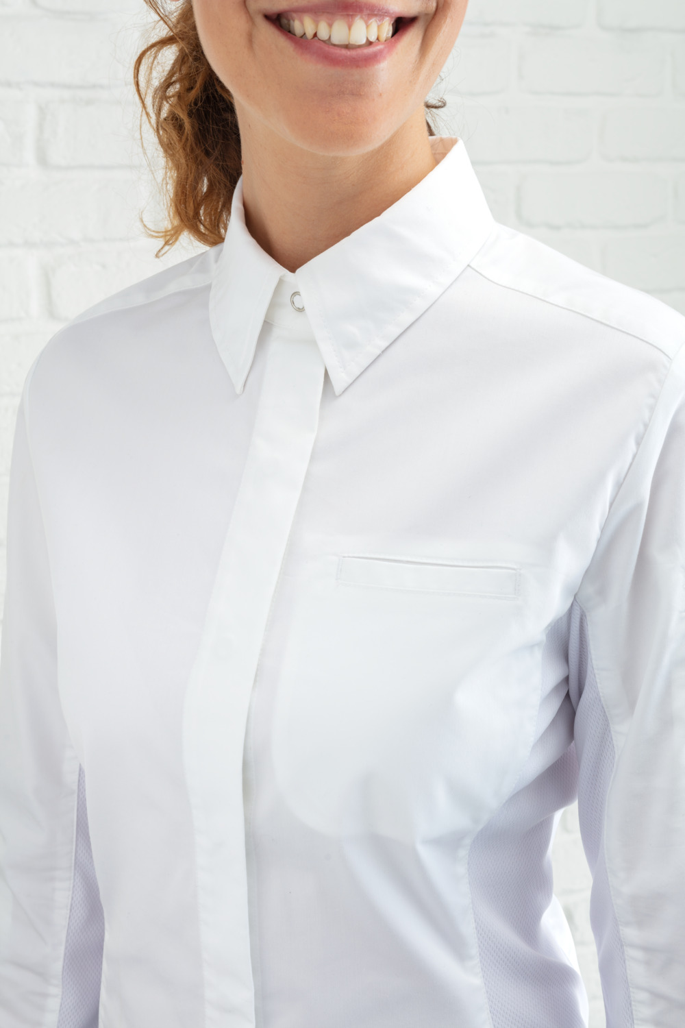 Jobeline Women's Chef Jacket Advanced, WERIN TEC Light Functional Material, Breathable and Stretch, White, Long Sleeves with Roll-up Function