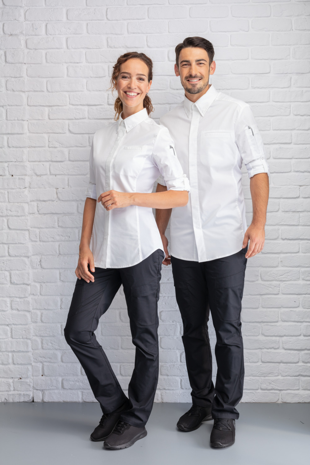Jobeline Advanced Women's Chef Jacket, White, Size 44, WERIN TEC Light Breathable Functional Material, Cotton-Polyester Blend, Long Sleeves with Roll-up