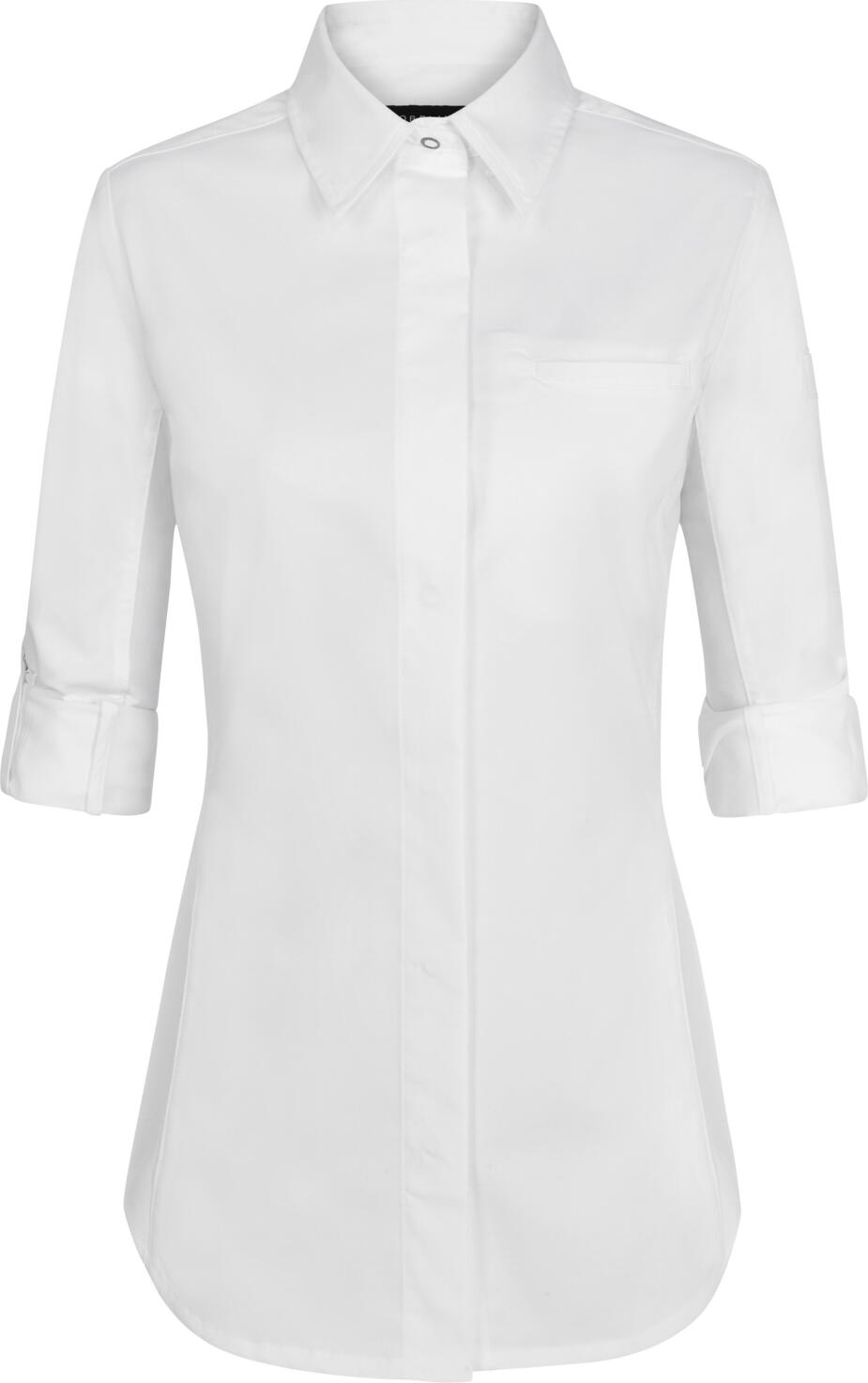 Jobeline Women's Chef Jacket Advanced, WERIN TEC Light, 58% Cotton 42% Polyester, Breathable Stretch Fabric, Long Sleeves, White, Size 46