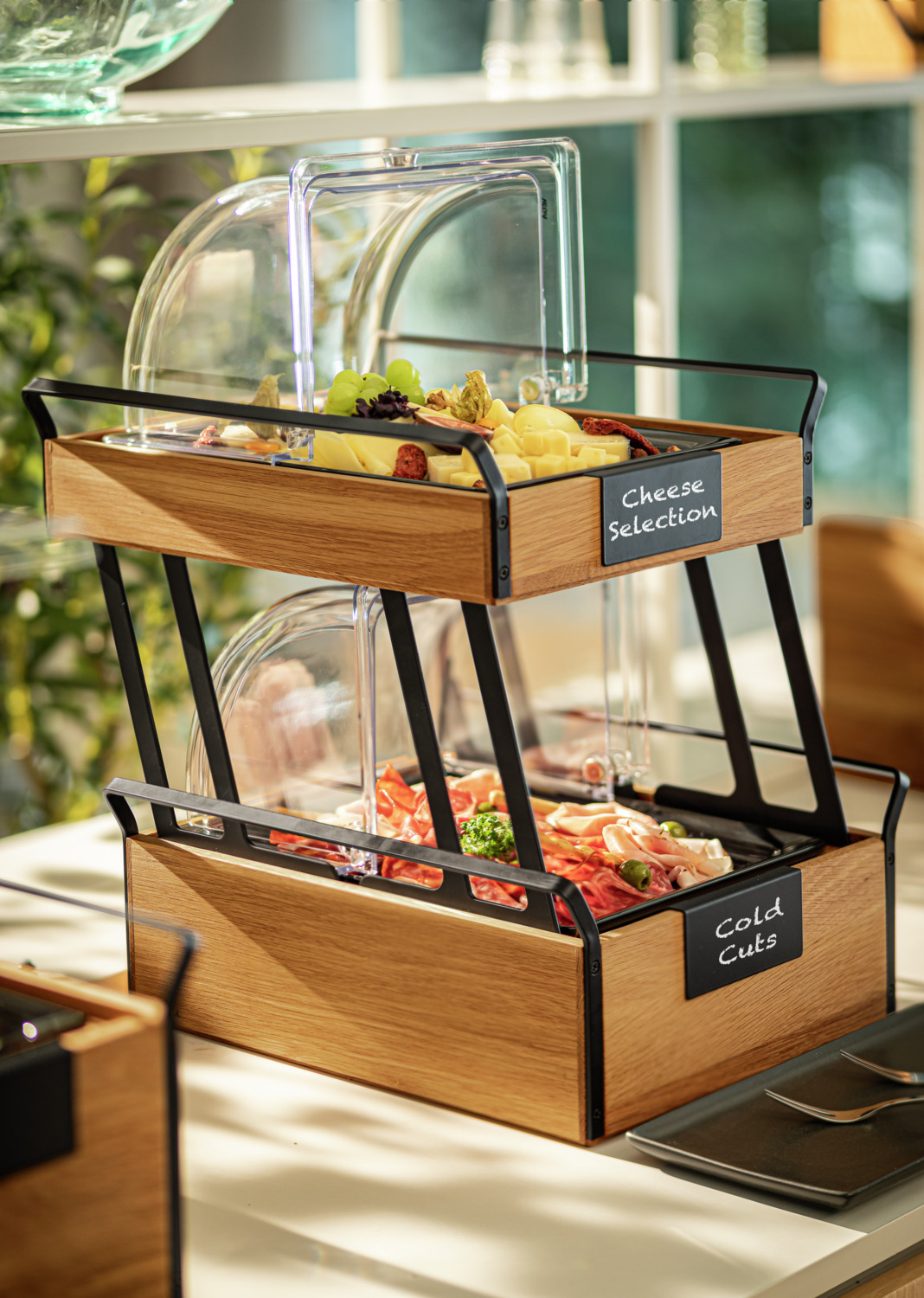 VEGA Esino Chalkboard Labeling Board for Buffet Items, Powder-coated Steel, Black, 12 x 5.58 x 1.3 cm, Writable with Chalk Marker
