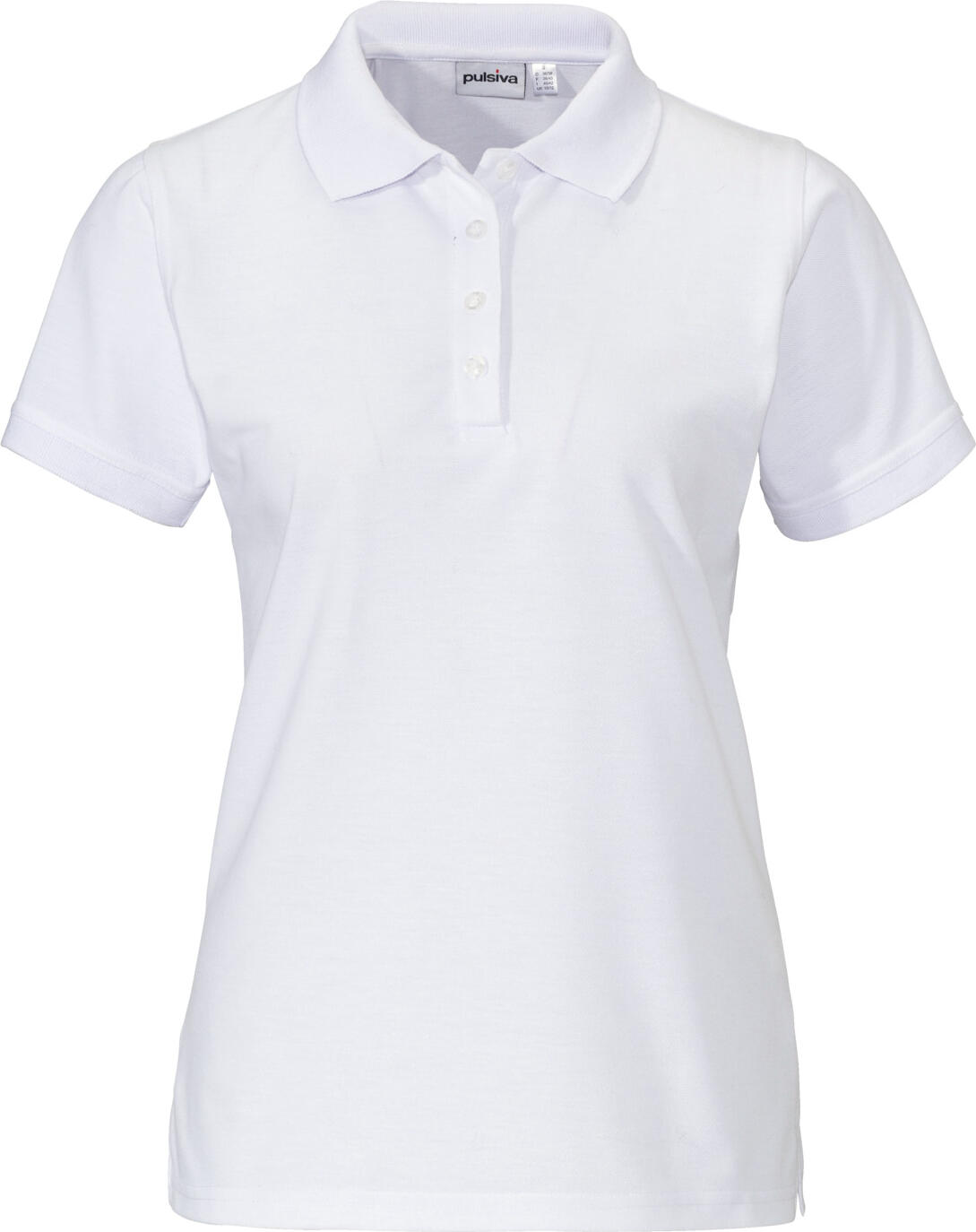 PULSIVA LUSINI Solutions GmbH Value pack women's polo shirt Sunny half sleeve Vorteilspack Damen Polo-Shirt Sunny Halbarm Value pack women's polo shirt Sunny half sleeve; Size S; white; 5 piece / pack Vorteilspack Damen Polo-Shirt Sunny Halbarm; Kleidergröße S; weiß; 5 Stück / Pack 65 % polyester, 35 % cotton. 60°C wash. Easy-care half-sleeved polo shirt for women in classic piqué blend quality. With polo collar and button placket. Back length: 64 cm in size S. 65 % Polyester, 35 % Baumwolle. 60°-Wäsche. Pflegeleichtes Halbarm Poloshirt für Damen in klassischer Piqué- Mischqualität. Mit Polokragen und Knopfleiste. Rückenlänge: 64 cm in Gr S