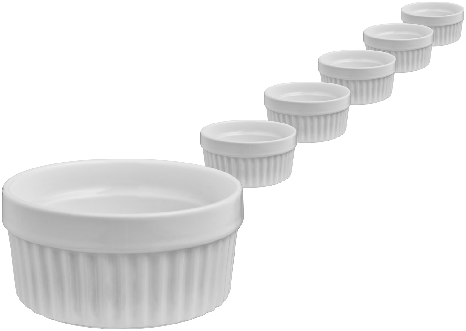 Set de 6 boluri din porțelan VEGA Siga Ragout Fin, Alb, 165ml, 9x4.2 cm, Rezistente la Cuptor, Microunde și Mașina de Spălat Vase