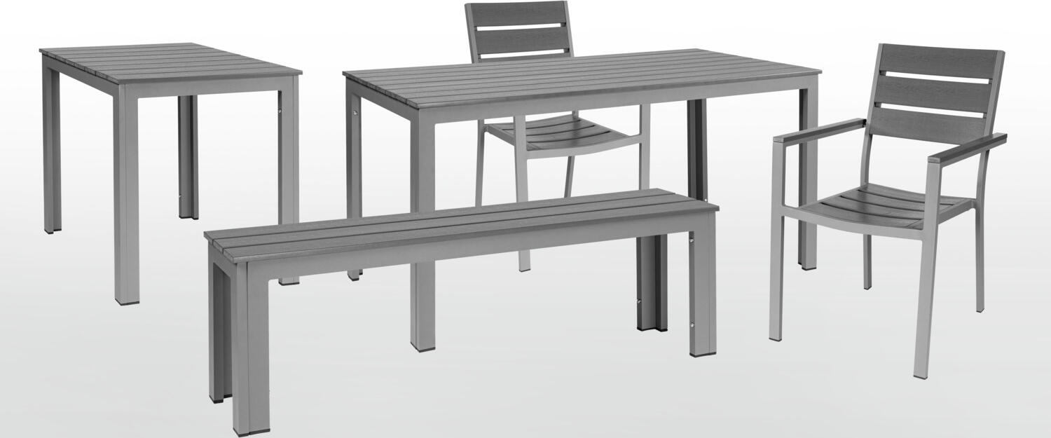 Masa de Gradina Pulsiva Lamero, Cadru Aluminiu Vopsit Electrostatic, Blat Plastic Aspect Lemn, Rezistenta UV si Zgarituri, 80x78x74 cm