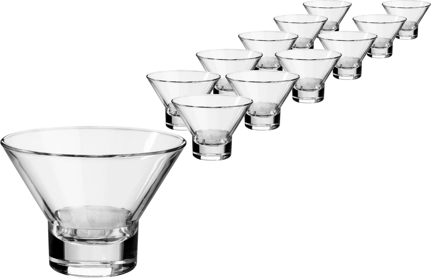Bormioli Rocco Ypsilon Ice Cream and Dessert Cups, 380ml Glass Sundae Bowls, Transparent, Set of 12 Pieces