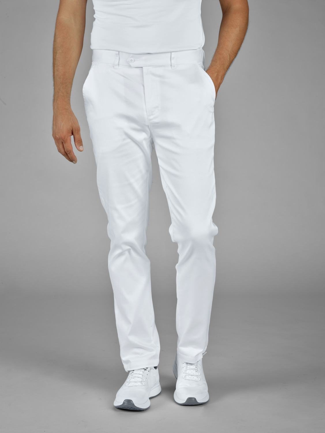 Jobeline Eddie Men's Chinos Service Trousers, Regular Fit Stretch Workwear, Cotton Blend, OEKO-TEX Certified, White, Size 52