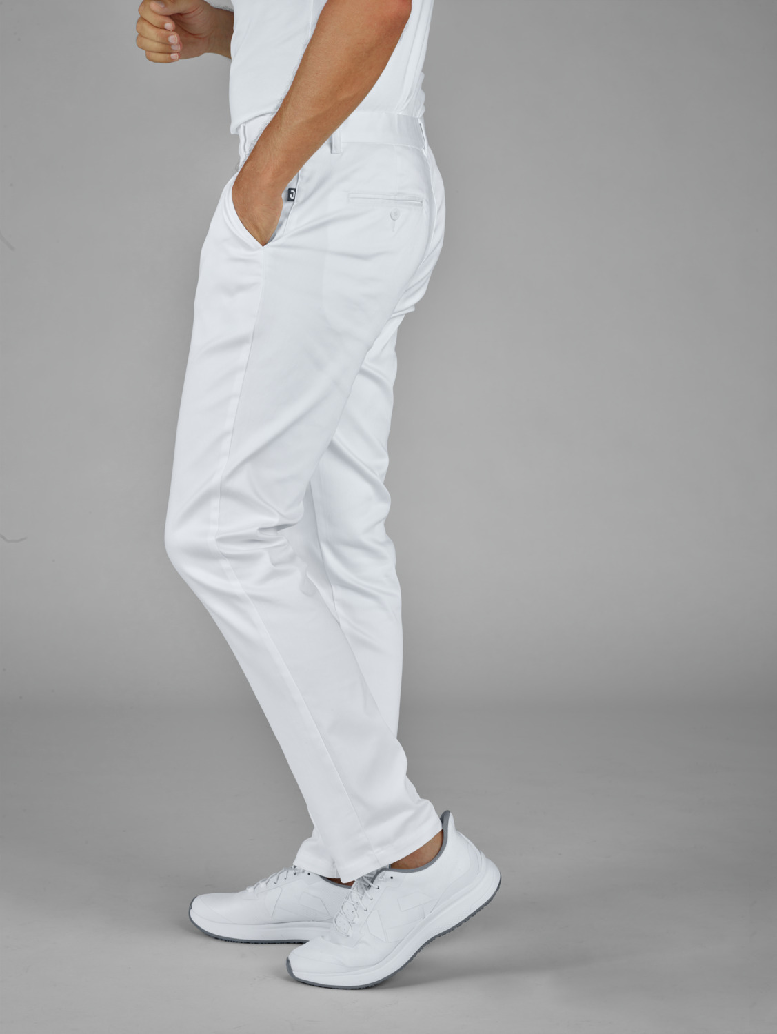 Pantaloni Chino Profesionisti Jobeline Eddie pentru Barbati, Culoare: Alb, Croiala Conica, Talie Elasticata, 69% Bumbac 28% Poliester 3% Spandex, Respirabili