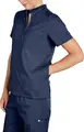 Jobeline Terni Women's Tunic, Lyocell Tencel and Polyester Blend, Polo Style Stand-up Collar, Short Sleeves, 3 Pockets, Breathable Casual Cut