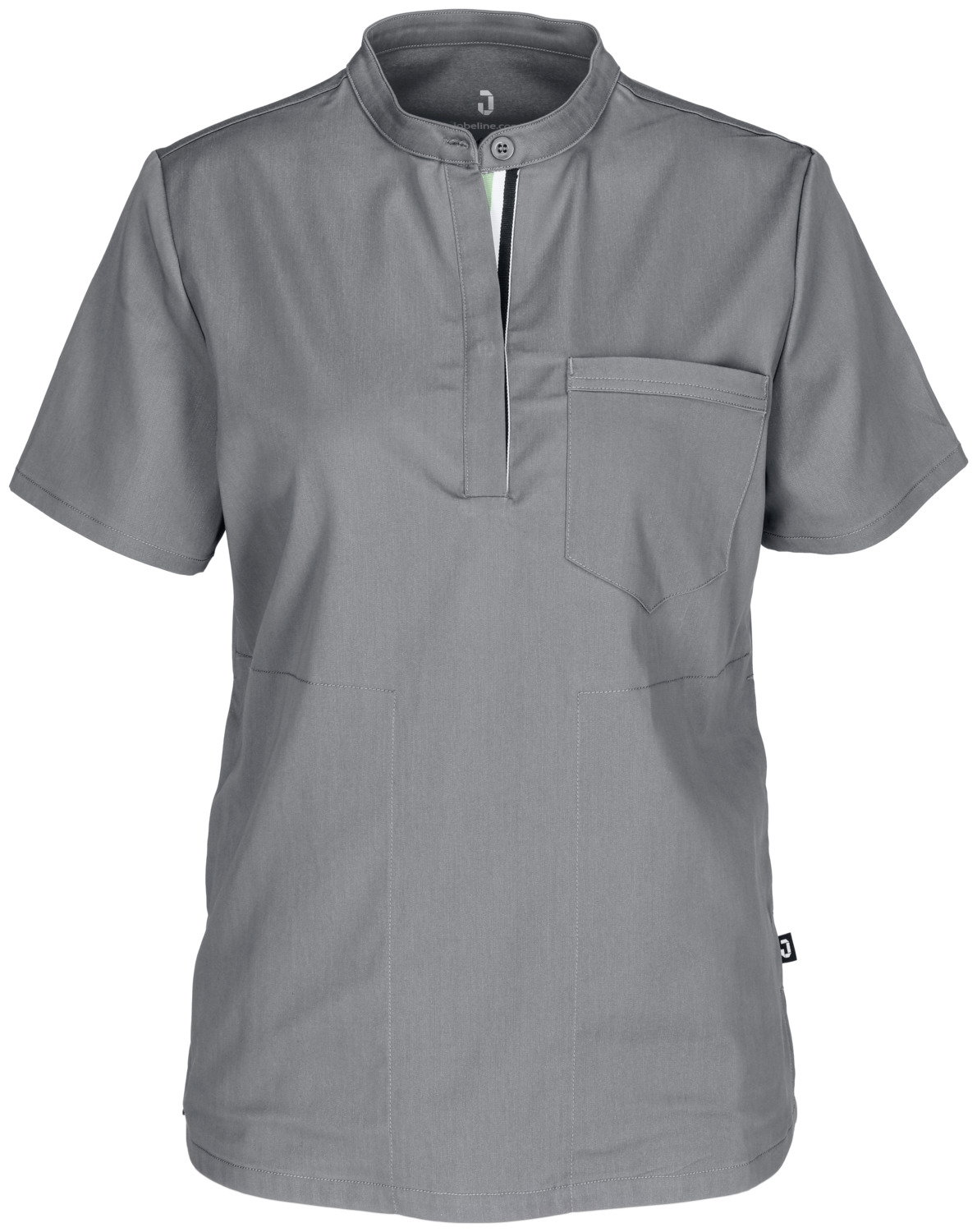 Jobeline Terni Women's Tunic, Lyocell Tencel and Polyester Blend, Short Sleeve Polo Style Nursing Smock with Pockets, Grey, Size S