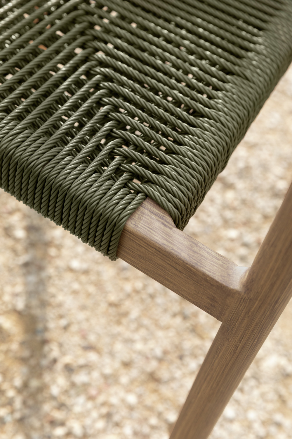 VEGA Arion Gastro Outdoor Chair Set of 2, Olive, Aluminium Wood-look Frame, Polyester Rope, Stackable, Weatherproof, 160kg Max Load, 50x43x85 cm