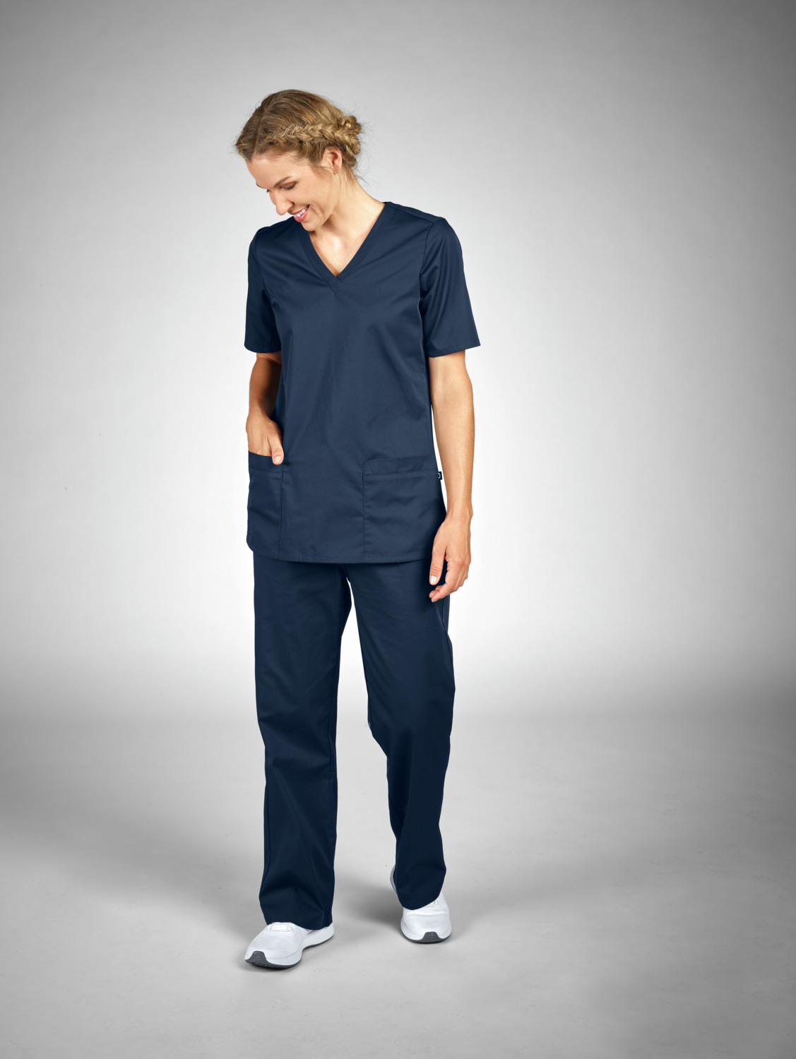 Jobeline Calva Women's Pull-On Tunic, Short-Sleeved V-Neck Medical Scrub, Breathable Piqué Back, 65% Polyester 35% Cotton, OEKO-TEX Standard 100