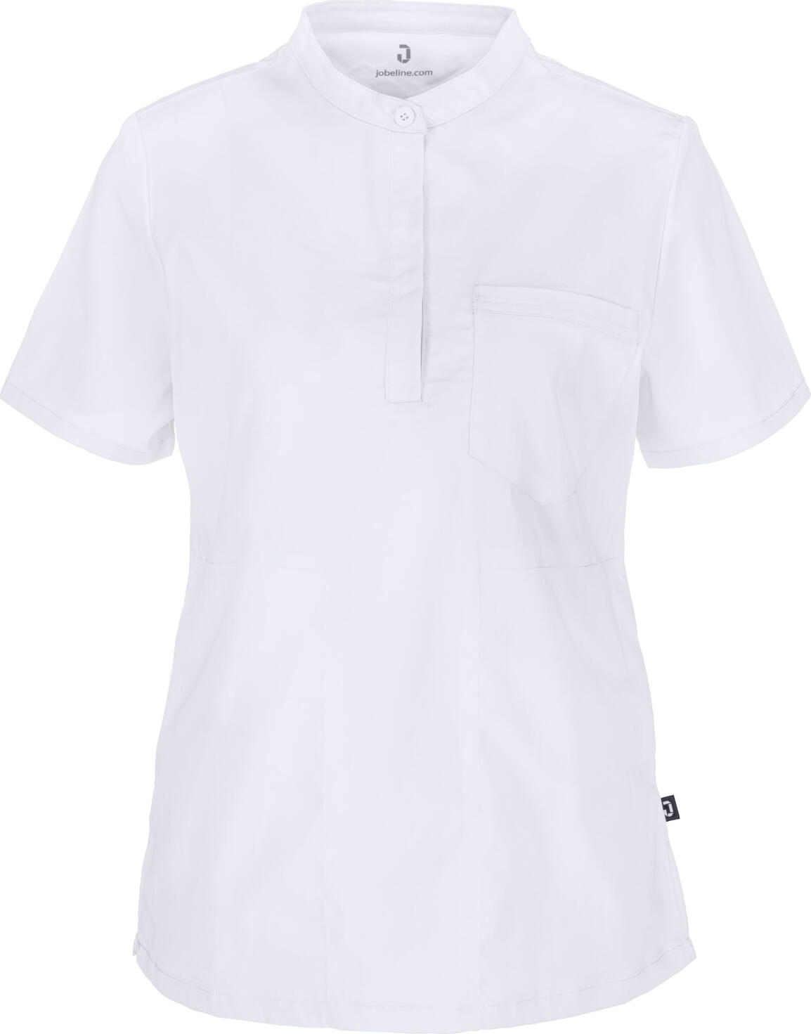 Jobeline Terni Women's Tunic Smock, Lyocell Tencel Blend, Short Sleeve Polo Style, Breathable and Durable, Size S, White