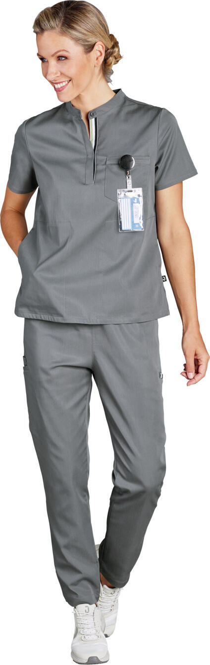 Jobeline Terni Women's Tunic, Lyocell Tencel and Polyester Blend, Polo Style Stand-up Collar, Short Sleeves, Breathable and Durable Medical Scrub