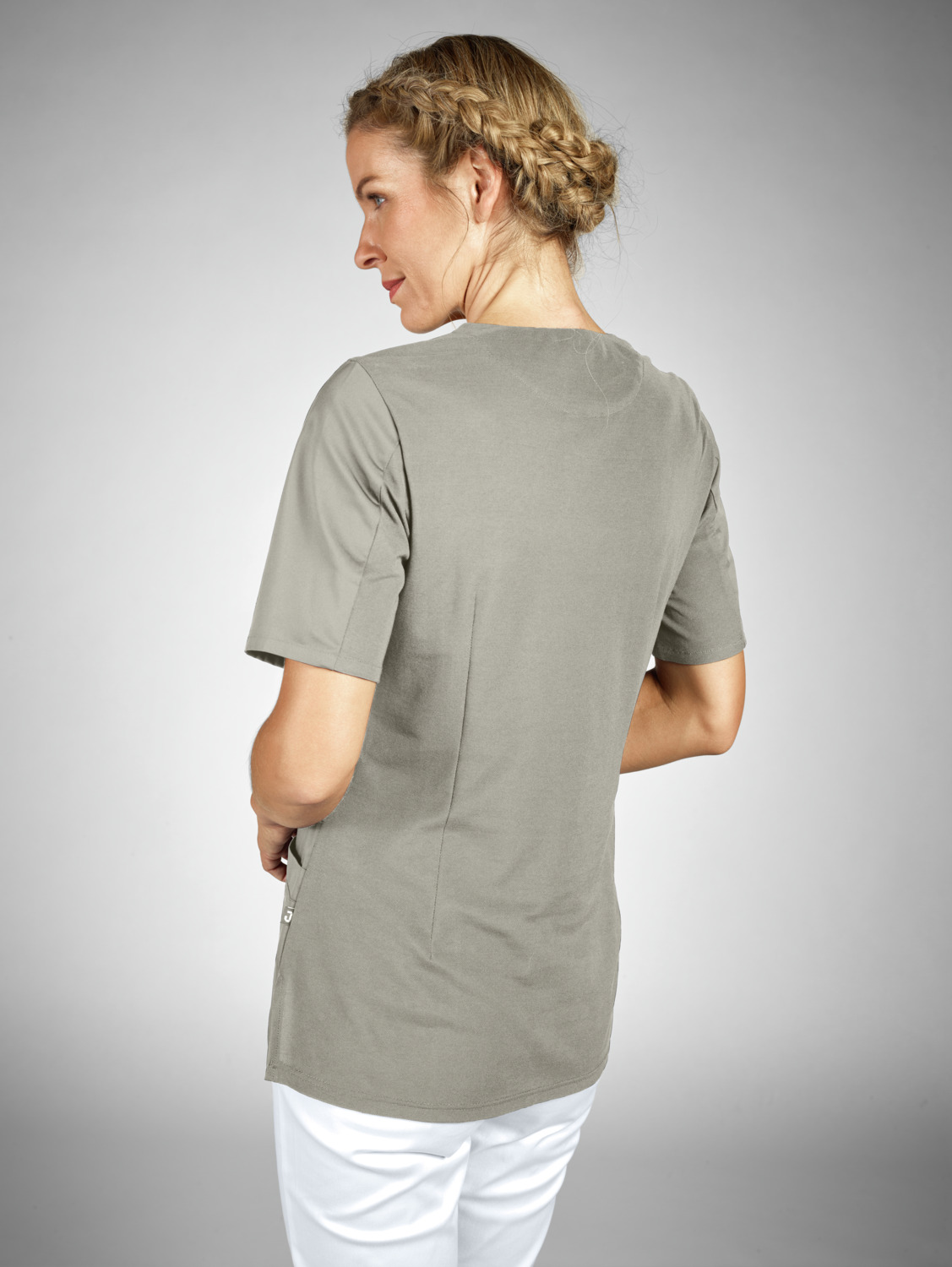 Jobeline Calva Women's Pull-On Tunic, Short-Sleeved V-Neck Medical Scrub, Polyester Cotton Blend with Breathable Piqué Back, Regular Fit, XS