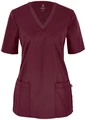 Jobeline Calva Women's Pull-on Tunic, V-neck Short-Sleeved Smock, Breathable Elastic Pique Back, 2 Patch Pockets, 65% Polyester 35% Cotton