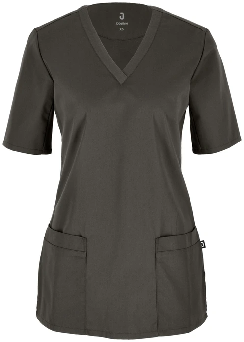 Jobeline Calva Women's Pull-On Tunic, Short-Sleeved V-Neck Medical Scrub, Polyester Cotton with Breathable Piqué Back, Two Patch Pockets