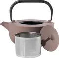 VEGA Nari Cast Iron Teapot, Brown, 960 ml Enameled Interior, Round Shape with Stainless Steel Strainer and Lid, High Heat Retention