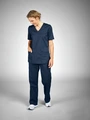 Jobeline Calva Women's Pull-On Tunic, Short-Sleeved V-Neck Medical Scrub, Polyester-Cotton Blend with Breathable Piqué Back, Two Patch Pockets