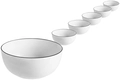 Set de 6 boluri din porțelan VEGA Bellino, 470ml, Diametru 13cm, Alb cu Margine Neagră, Compatibile cu Cuptorul cu Microunde și Mașina de Spălat Vase, Pictate Manual