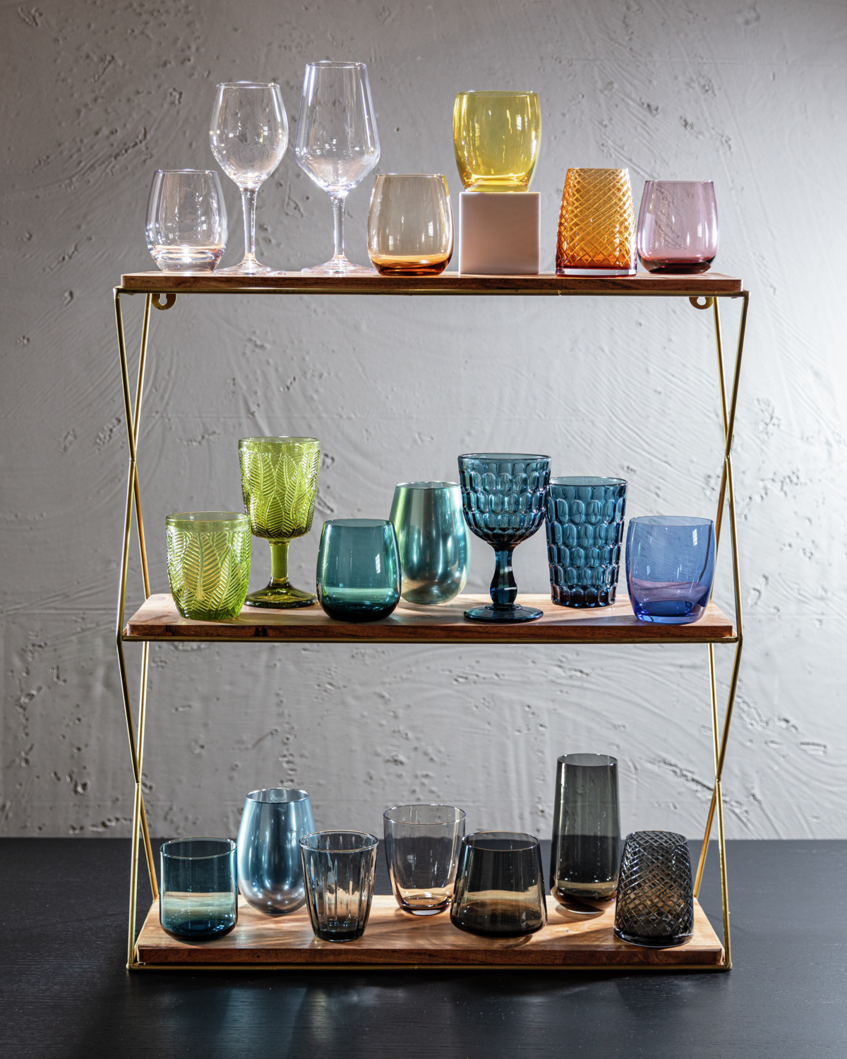 VEGA LUSINI Isabella Water Glass Set of 6, 360 ml, Blue Dyed Glass, Stackable and Dishwasher Safe, 8.9 x 12.6 cm