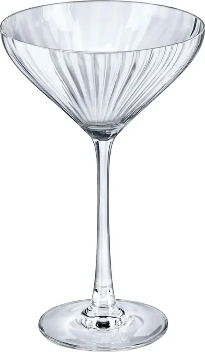 Chef & Sommelier Symetrie Cocktail Glass Set of 6, 210 ml Crystal Glass with Facet Cut Vertical Optical Lines, Dishwasher Safe, Transparent