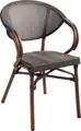 Set de 2 scaune bistro exterioare VEGA Rimalia, cadru din aluminiu vopsit electrostatic, plastic impletit, Antracit si Maro, stivuibile, rezistente la intemperi