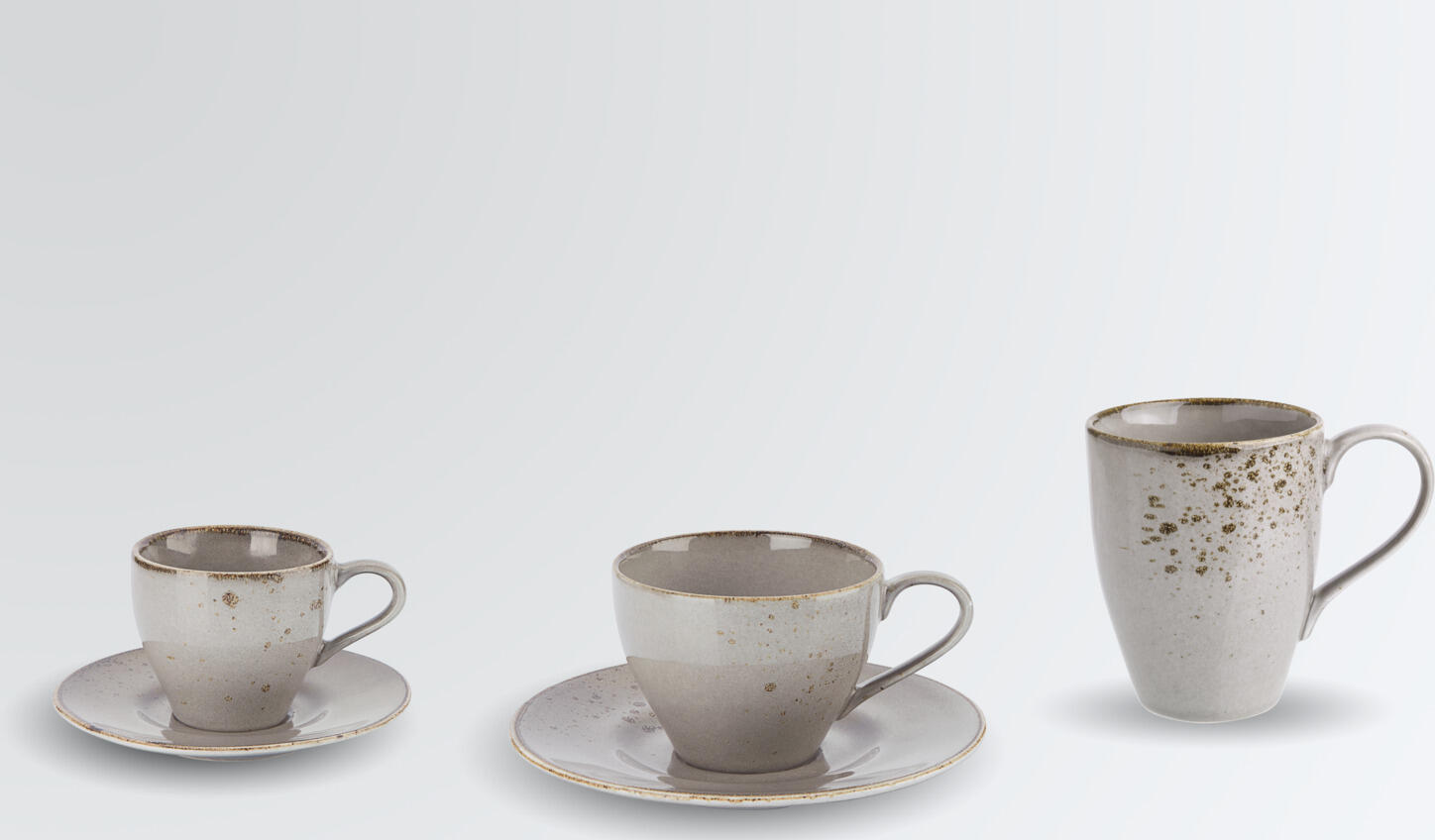 VEGA Palana Standard Coffee Mug, 240 ml Stoneware, 93 x 68 mm, Grey Speckled Finish, Hand-Painted Irregular Edges, Dishwasher and Microwave Safe