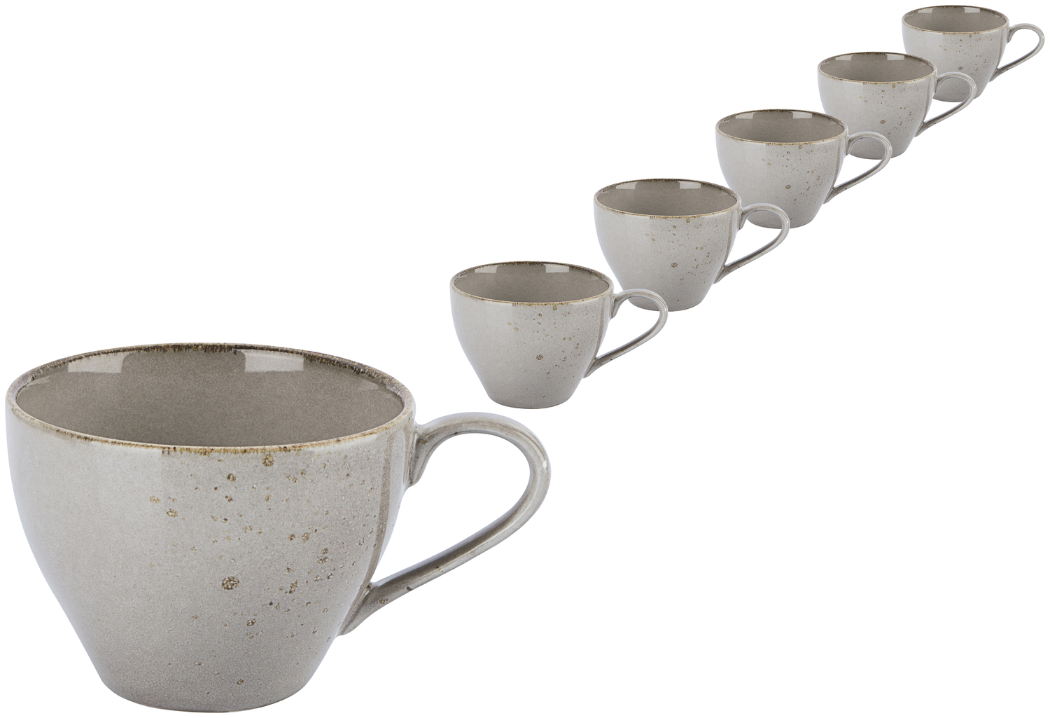 VEGA Palana Standard Coffee Mug, 240 ml Stoneware, 93 x 68 mm, Grey Speckled Finish, Hand-Painted Irregular Edges, Dishwasher and Microwave Safe