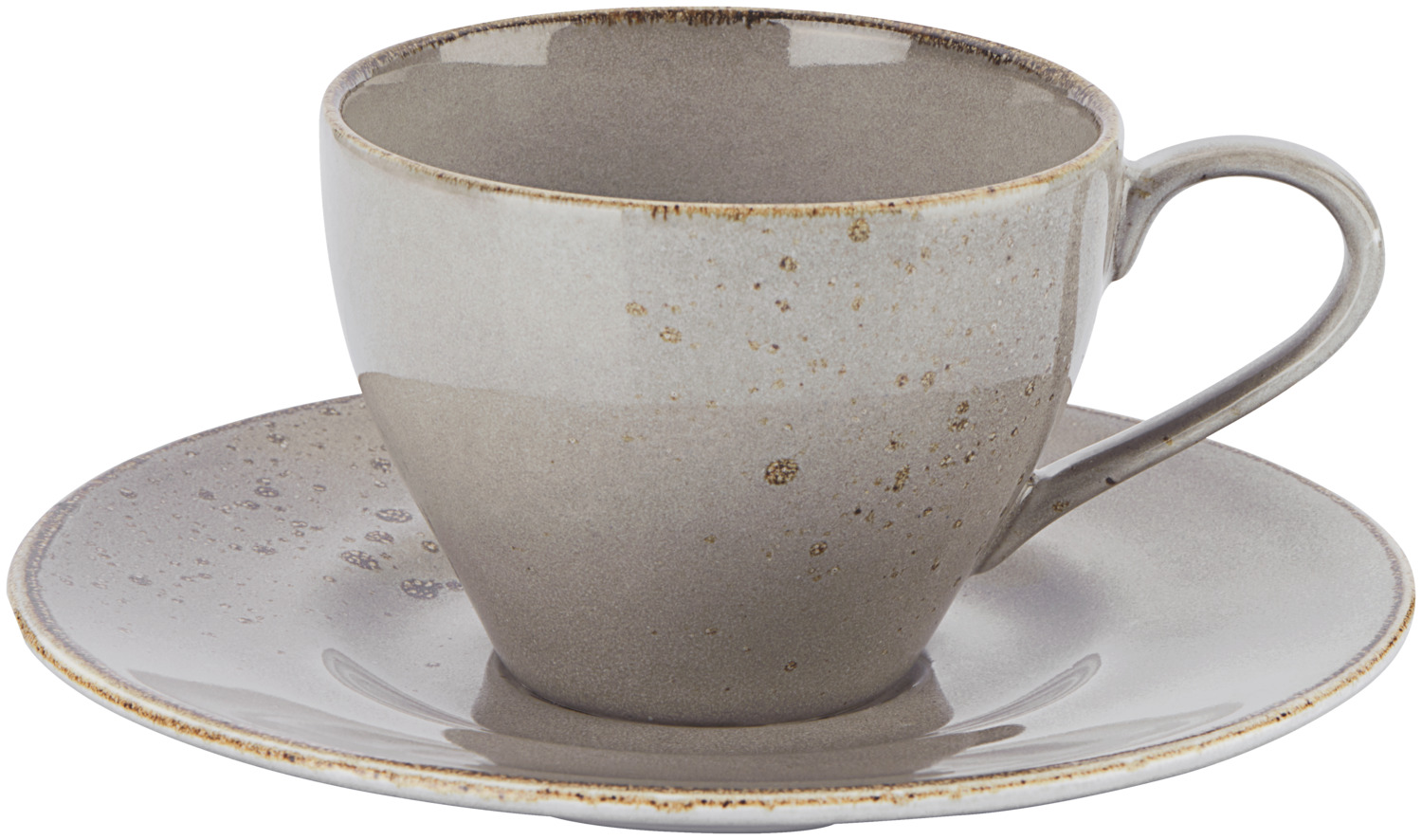 VEGA Palana Standard Coffee Mug, 240 ml Stoneware, 93 x 68 mm, Grey Speckled Finish, Hand-Painted Irregular Edges, Dishwasher and Microwave Safe