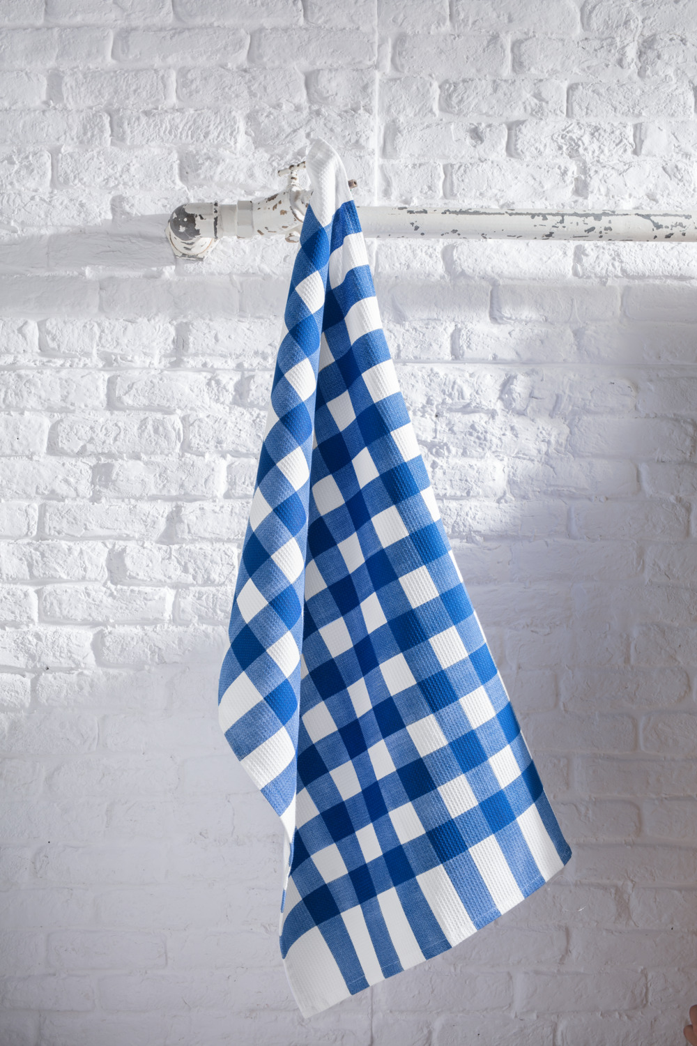 ERWIN M. LUSINI Solutions GmbH Tea Towels Tubingen, White/Blue, 100% Cotton Pique Waffle Structure, 50 x 90 cm, Durable Multi-purpose Cloth, Set of 5 Pieces