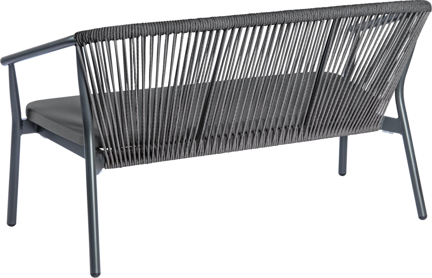 Vega Calvo 3-Seater Outdoor Sofa, Powder-Coated Aluminum Frame, Rope Wickerwork and Batyline Textile, Weatherproof and Stackable, Anthracite, 140cm
