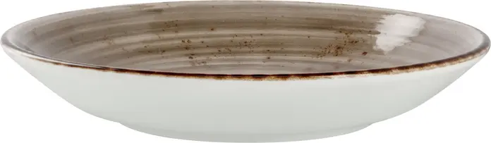 Set de 6 piese Boluri pentru Paste Rotunde VEGA Nebro, Porțelan Premium, Gri, Design Rustic Fără Margine, 900ml, 25.2x4.3 cm, Rezistente la Microunde