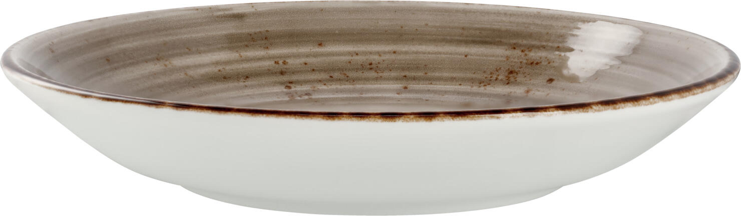 Set de 6 piese Boluri pentru Paste Rotunde VEGA Nebro, Porțelan Premium, Gri, Design Rustic Fără Margine, 900ml, 25.2x4.3 cm, Rezistente la Microunde