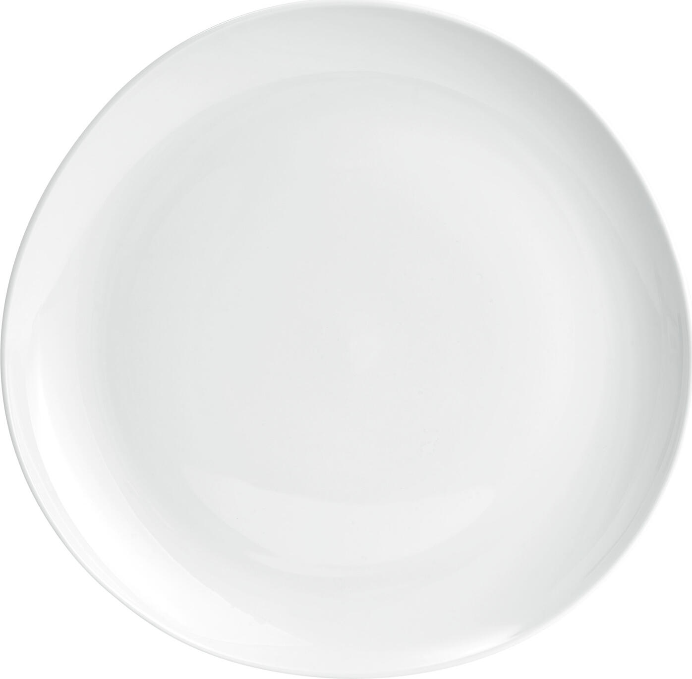 Set de 6 farfurii plate din porțelan VEGA Ovalize, formă rotundă organică, culoare albă, 25x3 cm, rezistente la mașina de spălat vase și cuptor cu microunde