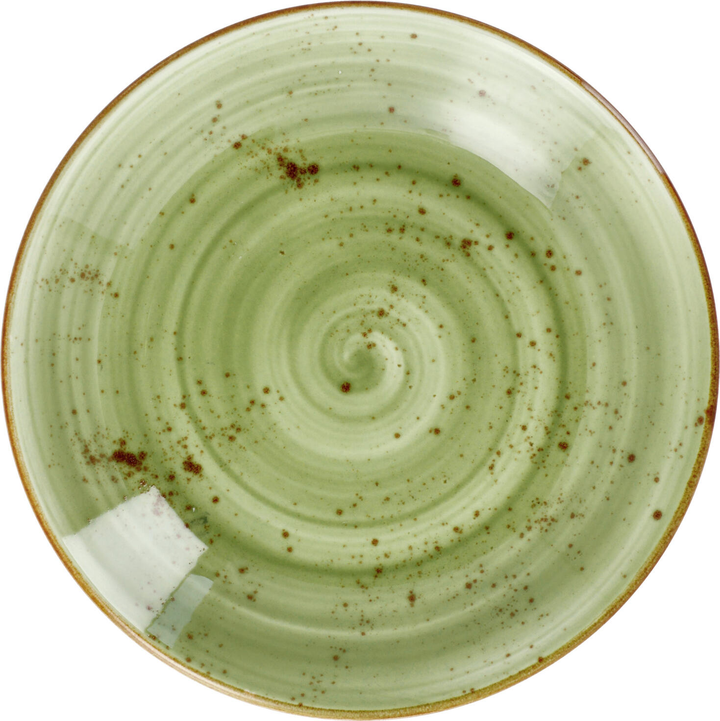 Set de 6 piese Farfurii Adânci Vega Nebro, Porțelan Premium, Design Rustic Verde Deschis, Fără Margine, Diametru 25.2 cm, 900 ml, Rezistente la Microwave