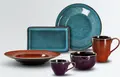 Vega Oriento Tableware Set of 6 Pieces, Hand-Painted Stoneware, Unique Irregular Edges, Dishwasher and Microwave Safe