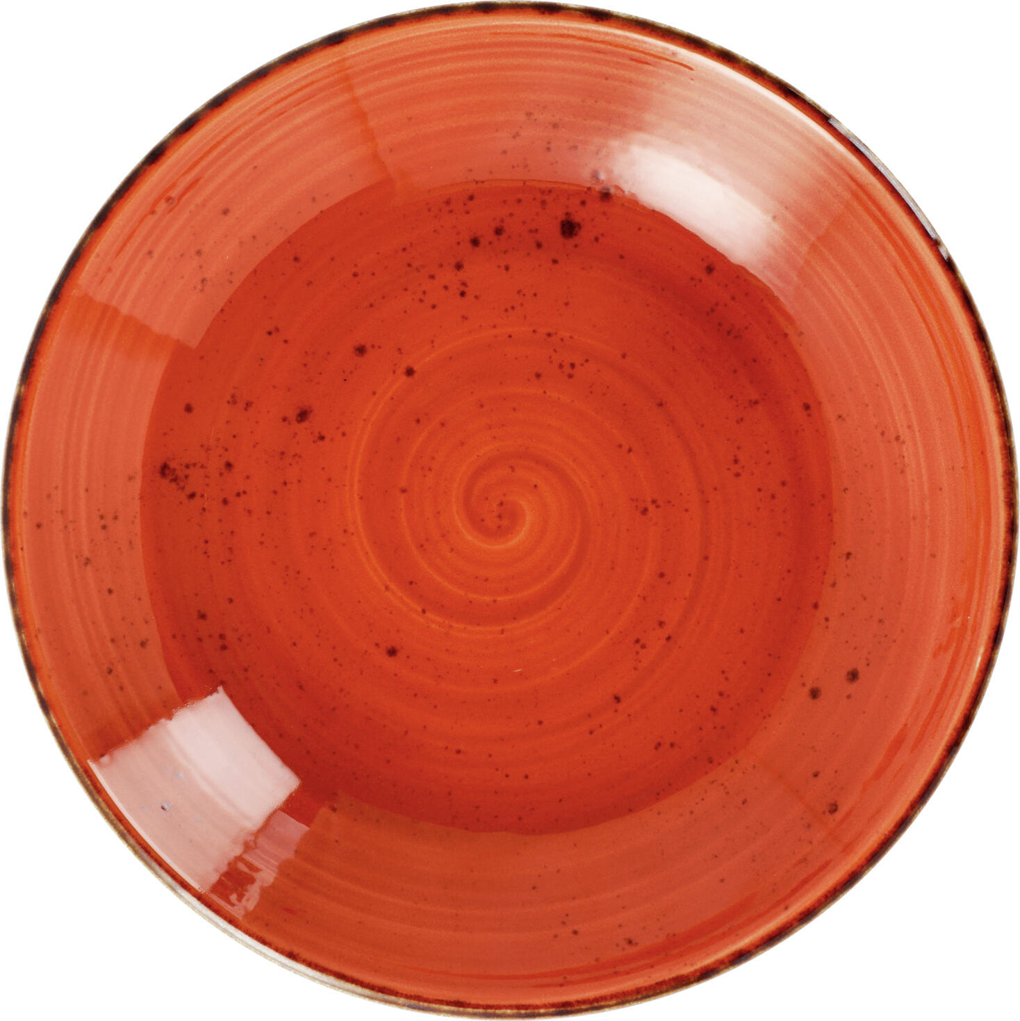 VEGA Nebro Deep Plate Set of 6, Premium Porcelain, 25.2 cm Diameter, 900 ml Capacity, Red and White Rustic Design, Dishwasher and Microwave Safe