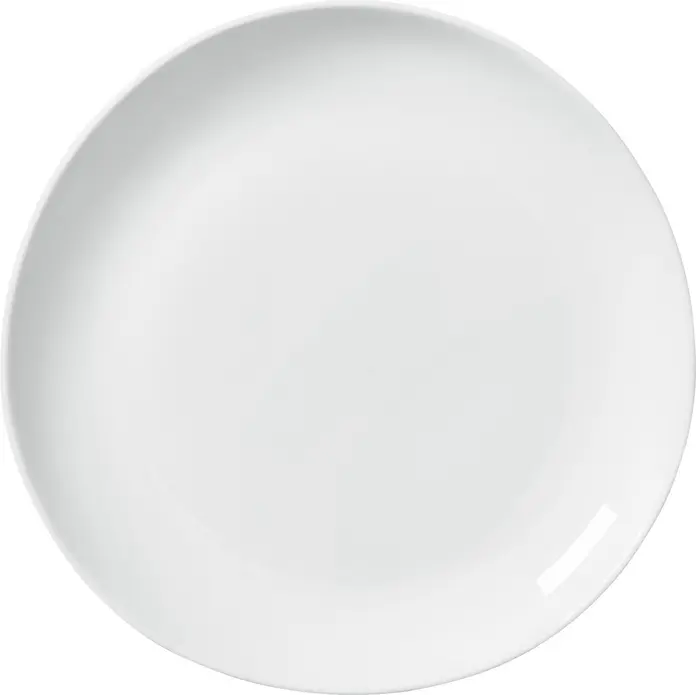 Плоские фарфоровые тарелки Vega Ovalize, белые, органическая круглая форма, 16x2.1 см, подходят для посудомоечной машины и микроволновой печи, набор из 6 предметов