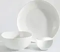 Плоские фарфоровые тарелки Vega Ovalize, белые, органическая круглая форма, 16x2.1 см, подходят для посудомоечной машины и микроволновой печи, набор из 6 предметов