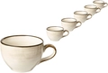 Set de 6 cești de cafea din porțelan Vega Limaro, 200 ml, Design cu melc și margine colorată, Maro, Pictate manual, Sigure pentru mașina de spălat vase și cuptor cu microunde