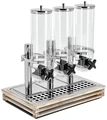 Set de 3 dozatoare de musli si cereale VEGA Natchez Triple, capacitate 3 x 4L, containere din Tritan rezistente la spargere, cutie bufet lemn GN 1/1