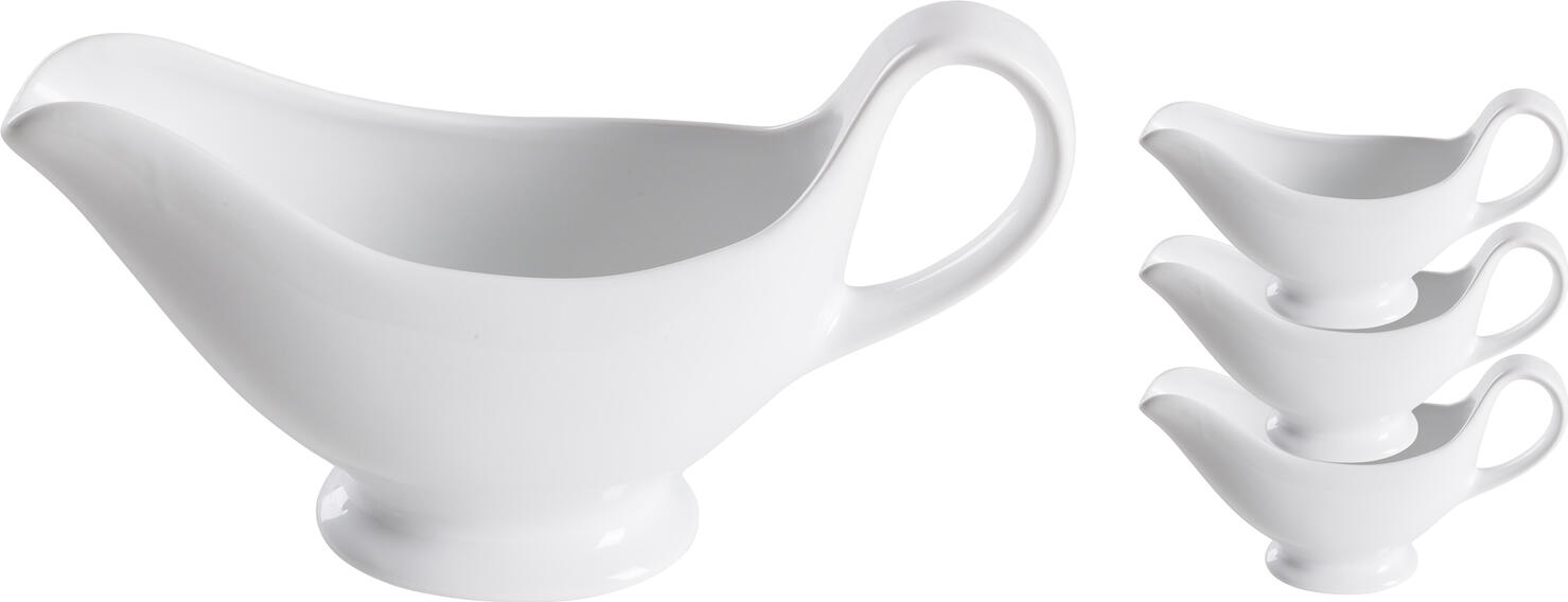 Set de 4 piese Sosier Pulsiva Nor, Porțelan Alb, 300 ml, Compatibil cu Mașina de Spălat Vase și Cuptorul cu Microunde, 21x8x13 cm