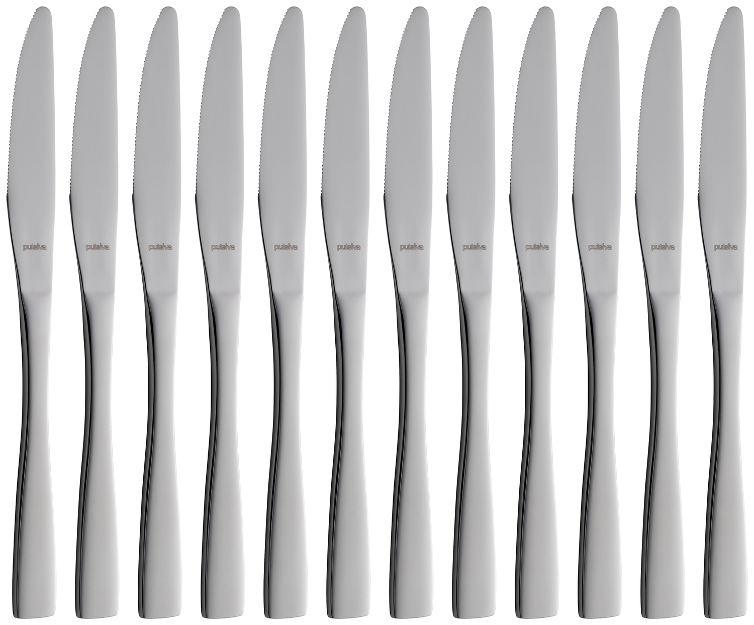 Pulsiva Granda Table Knife Set of 12, Chrome-Stainless Steel 13/0, Mirror Polished, Rustproof, 22.3 cm, Silver