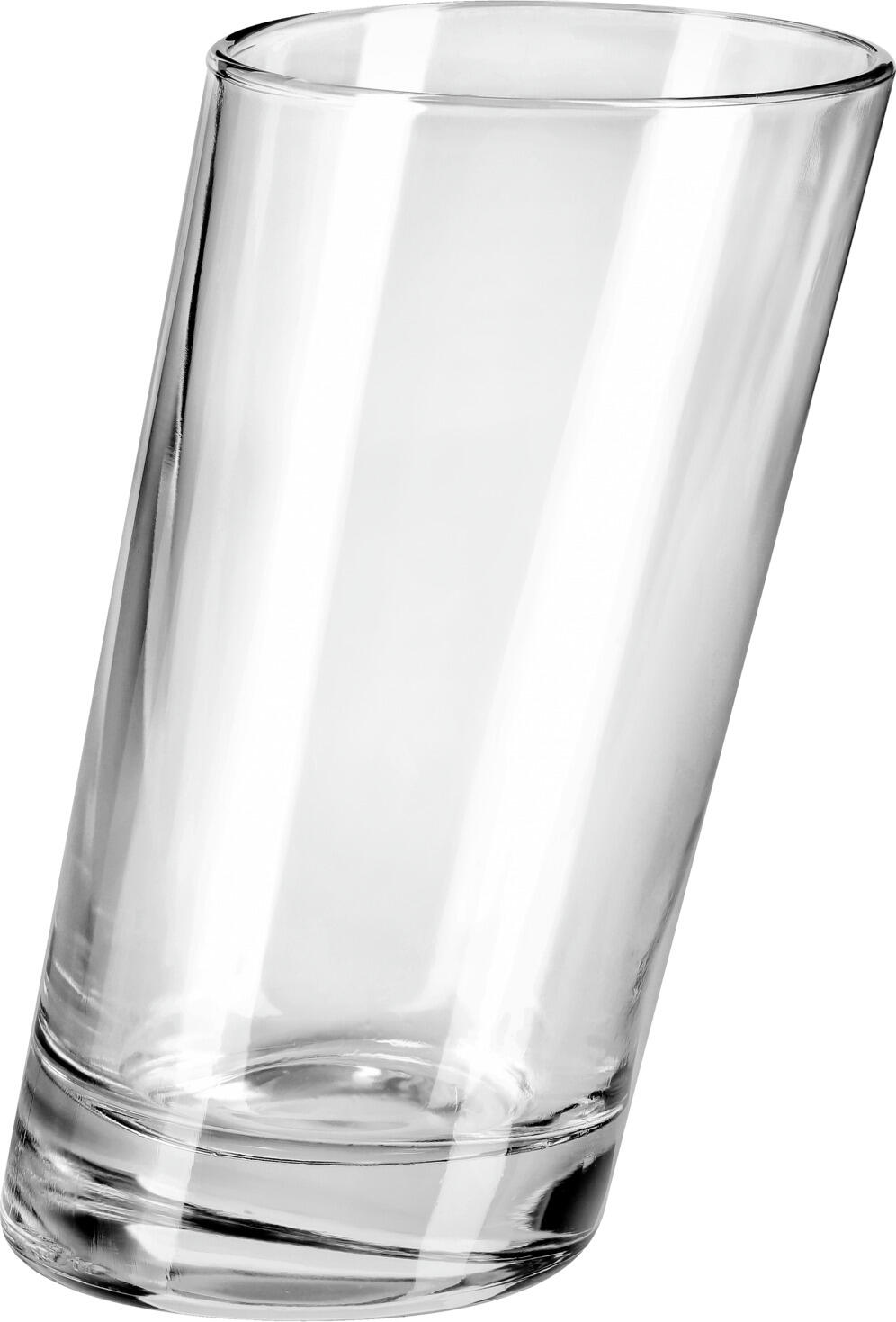 Borgonovo Pisa Long Drink Glass Set of 6, 320 ml, Transparent Glass with Ice Bottom and Slanted Rim, Dishwasher Safe, 7.3x13.2 cm