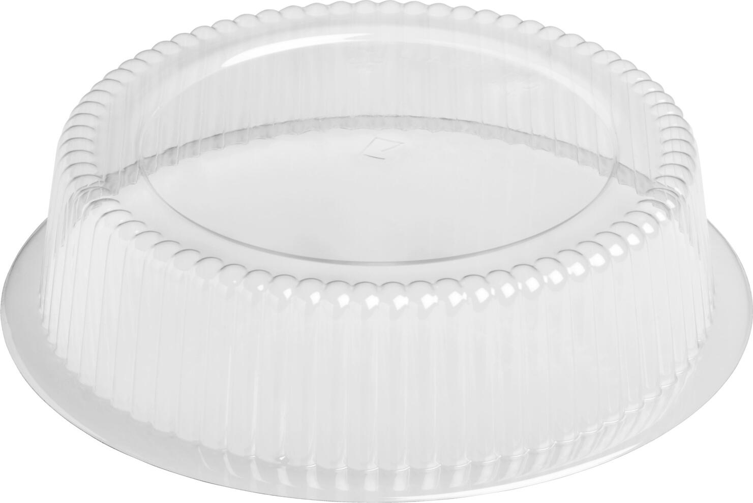 Contital Transparent Plastic Snap-On Lids for Round Aluminum Molds 770 ml, 18 cm Diameter, Recyclable Disposable Lids, Pack of 100 Pieces