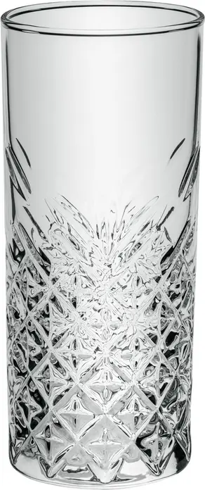 Pasabahce Timeless Cocktail Highball Glasses, 180 ml, Transparent Soda-Lime Glass with Vintage Relief Design, Dishwasher Safe, Set of 12 Pieces