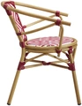 VEGA Estilo Outdoor Stacking Bistro Chairs, Red, Powder-coated Aluminum Wood-effect Frame, Plastic Wickerwork, Set of 2, 59x63x76 cm, UV-resistant