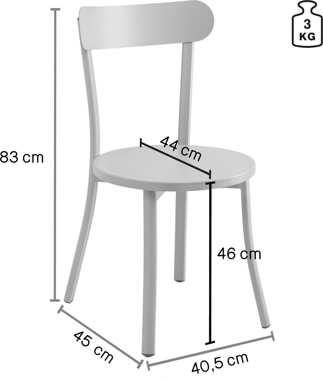 Set de 4 scaune bistro exterioare VEGA Pavonia, Antracit, aluminiu vopsit electrostatic, rezistente la intemperii si UV, sarcina max 160 kg, 46x49x83 cm